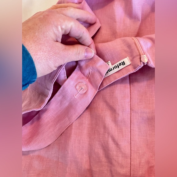 REFORMATION Kerrigan 100% Linen Light Pink Mini Dress - Picture 11 of 15